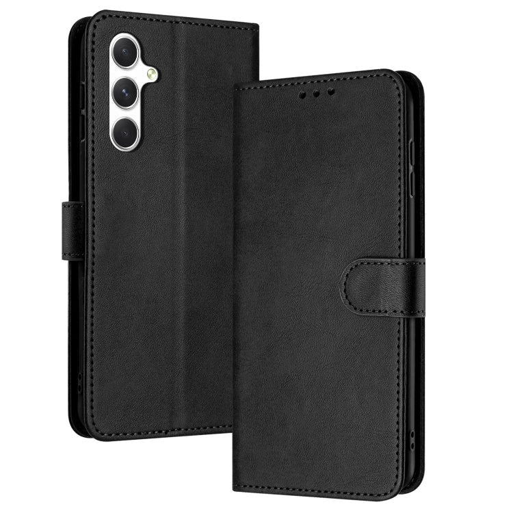 For Samsung Galaxy S25 / S24 5G Solid Calf Texture Flip Leather Phone Case(Black)
