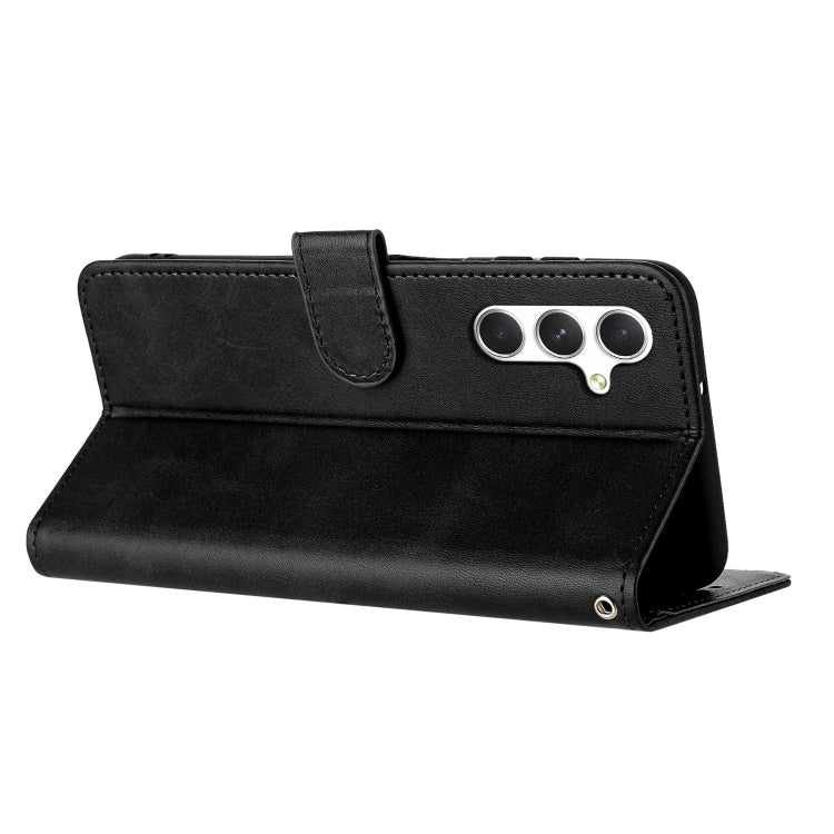 For Samsung Galaxy S25 / S24 5G Solid Calf Texture Flip Leather Phone Case(Black)