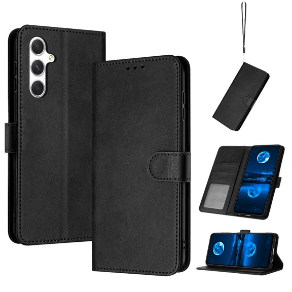 For Samsung Galaxy S25 / S24 5G Solid Calf Texture Flip Leather Phone Case(Black)