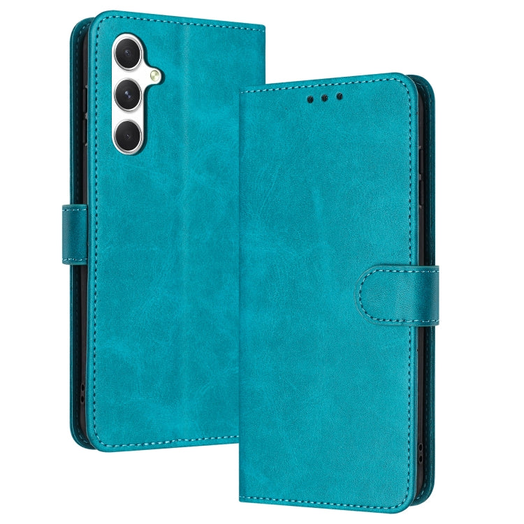 For Samsung Galaxy S25+ / S24+ 5G Solid Calf Texture Flip Leather Phone Case(Green)