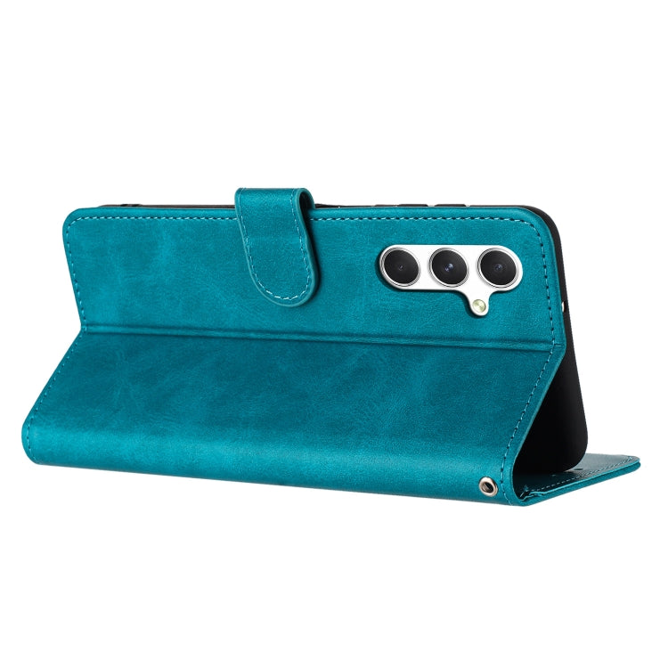 For Samsung Galaxy S25+ / S24+ 5G Solid Calf Texture Flip Leather Phone Case(Green)