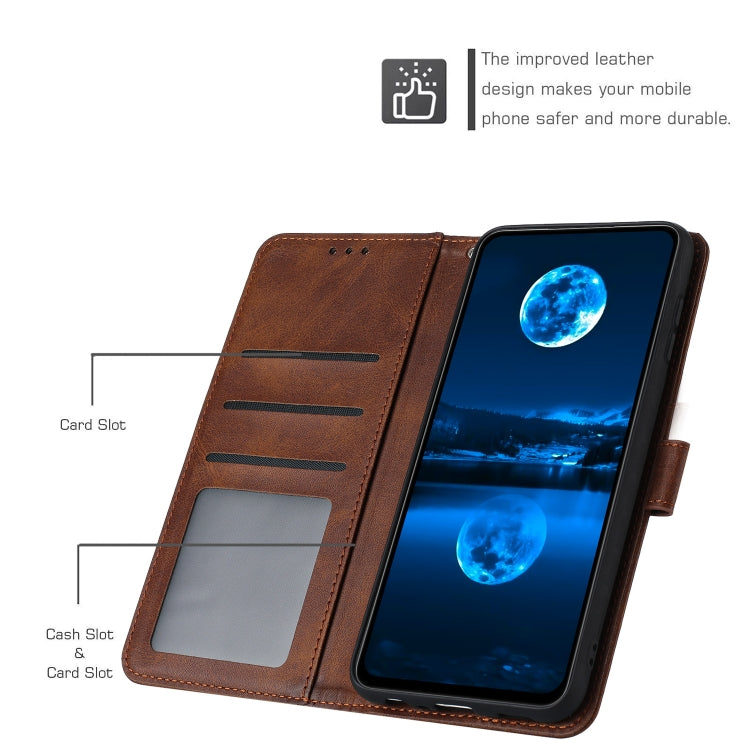 For Samsung Galaxy S25+ / S24+ 5G Solid Calf Texture Flip Leather Phone Case(Brown)