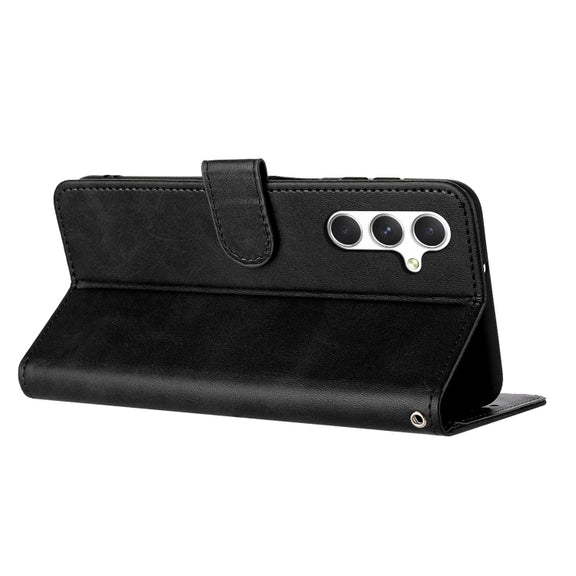 For Samsung Galaxy S25+ / S24+ 5G Solid Calf Texture Flip Leather Phone Case(Black)