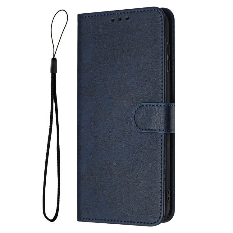 For Samsung Galaxy S25+ / S24+ 5G Solid Calf Texture Flip Leather Phone Case(Dark Blue)
