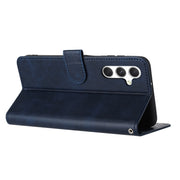 For Samsung Galaxy S25+ / S24+ 5G Solid Calf Texture Flip Leather Phone Case(Dark Blue)
