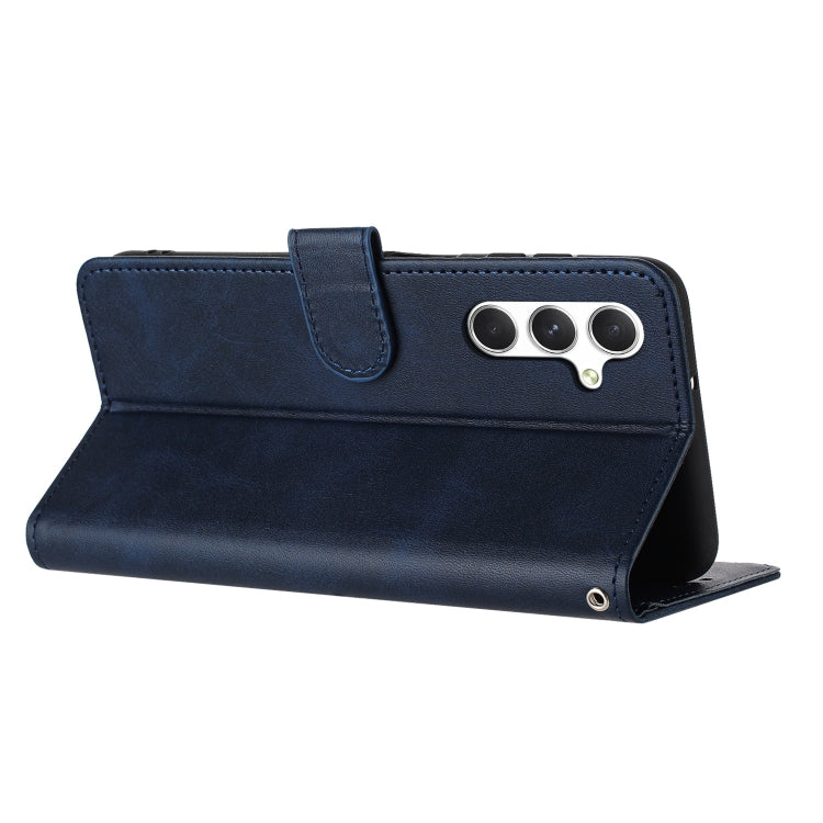 For Samsung Galaxy S25+ / S24+ 5G Solid Calf Texture Flip Leather Phone Case(Dark Blue)