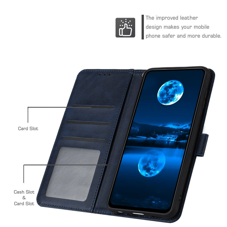 For Samsung Galaxy S25+ / S24+ 5G Solid Calf Texture Flip Leather Phone Case(Dark Blue)