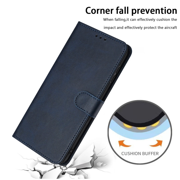 For Samsung Galaxy S25+ / S24+ 5G Solid Calf Texture Flip Leather Phone Case(Dark Blue)
