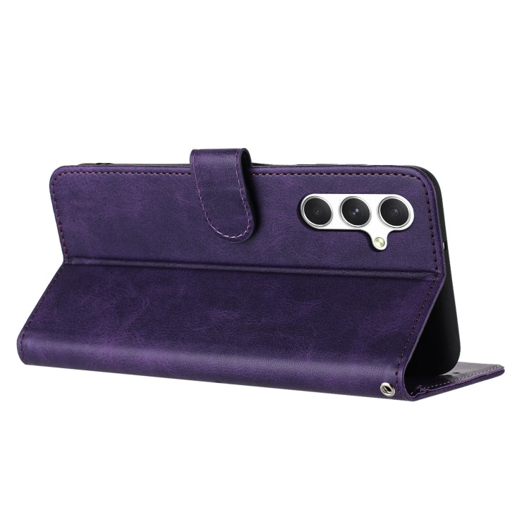 For Samsung Galaxy S25+ / S24+ 5G Solid Calf Texture Flip Leather Phone Case(Purple)