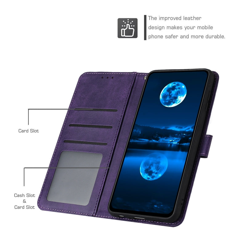 For Samsung Galaxy S25+ / S24+ 5G Solid Calf Texture Flip Leather Phone Case(Purple)