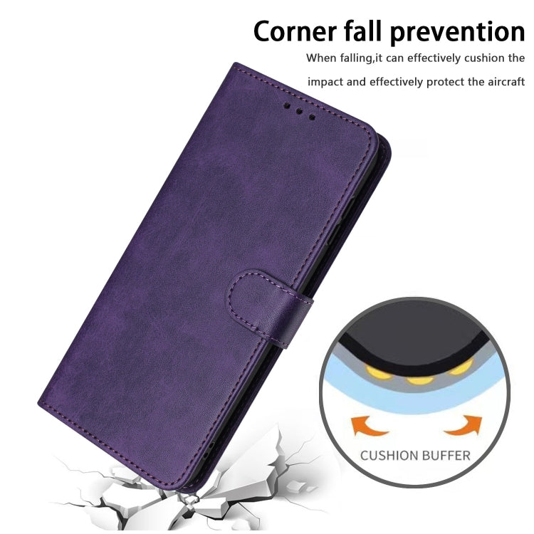 For Samsung Galaxy S25+ / S24+ 5G Solid Calf Texture Flip Leather Phone Case(Purple)