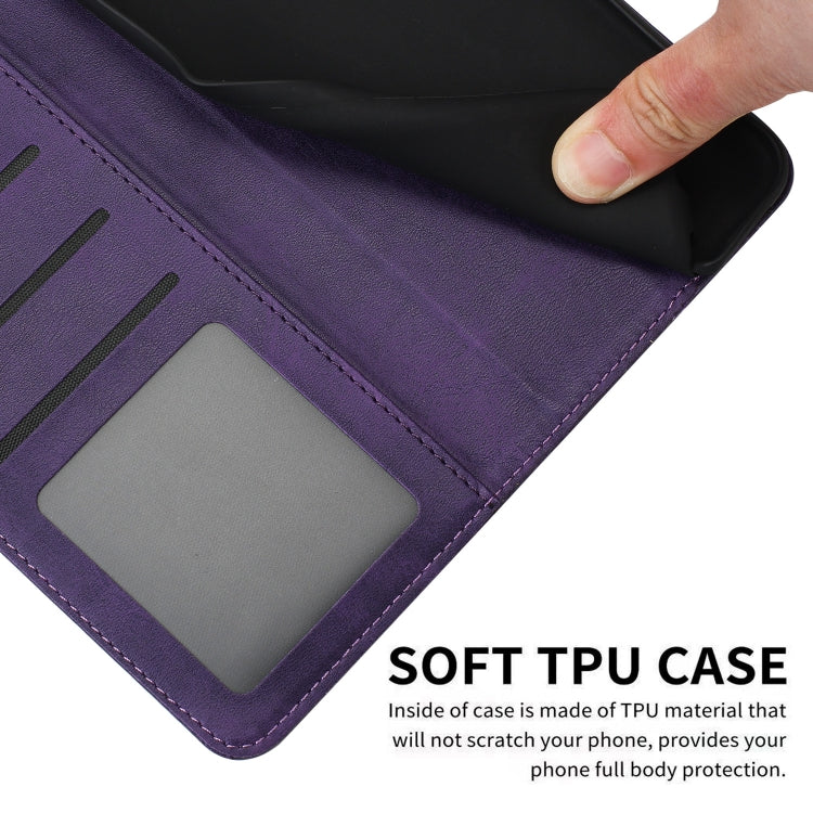 For Samsung Galaxy S25+ / S24+ 5G Solid Calf Texture Flip Leather Phone Case(Purple)