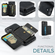 For iPhone 16 Plus JEEHOOD J02 Magnetic Zipper Horizontal Flip Leather Phone Case(Black)