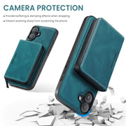 For iPhone 16 Plus JEEHOOD J02 Magnetic Zipper Horizontal Flip Leather Phone Case(Blue)