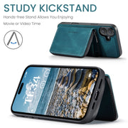 For iPhone 16 Plus JEEHOOD J02 Magnetic Zipper Horizontal Flip Leather Phone Case(Blue)
