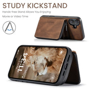 For iPhone 16 Plus JEEHOOD J02 Magnetic Zipper Horizontal Flip Leather Phone Case(Brown)