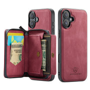 For iPhone 16 JEEHOOD J02 Magnetic Zipper Horizontal Flip Leather Phone Case(Red)