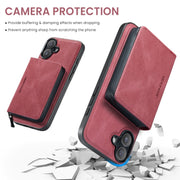 For iPhone 16 JEEHOOD J02 Magnetic Zipper Horizontal Flip Leather Phone Case(Red)