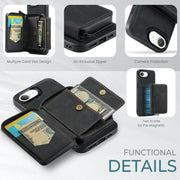 For iPhone 16e JEEHOOD J02 Magnetic Zipper Horizontal Flip Leather Phone Case(Black)