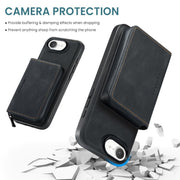 For iPhone 16e JEEHOOD J02 Magnetic Zipper Horizontal Flip Leather Phone Case(Black)