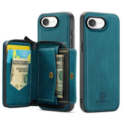 For iPhone 16e JEEHOOD J02 Magnetic Zipper Horizontal Flip Leather Phone Case(Blue)