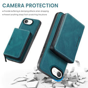 For iPhone 16e JEEHOOD J02 Magnetic Zipper Horizontal Flip Leather Phone Case(Blue)
