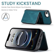 For iPhone 16e JEEHOOD J02 Magnetic Zipper Horizontal Flip Leather Phone Case(Blue)