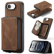 For iPhone 16e JEEHOOD J02 Magnetic Zipper Horizontal Flip Leather Phone Case(Brown) - free shipping - PMc TechLife - Order now!