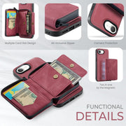 For iPhone 16e JEEHOOD J02 Magnetic Zipper Horizontal Flip Leather Phone Case(Red)