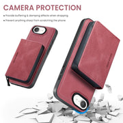 For iPhone 16e JEEHOOD J02 Magnetic Zipper Horizontal Flip Leather Phone Case(Red)