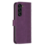 For Samsung Galaxy S25 5G Plaid Embossed Leather Phone Case(Purple)
