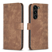 For Samsung Galaxy S25+ 5G Plaid Embossed Leather Phone Case(Brown)
