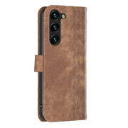 For Samsung Galaxy S25+ 5G Plaid Embossed Leather Phone Case(Brown)
