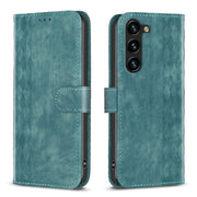 For Samsung Galaxy S25+ 5G Plaid Embossed Leather Phone Case(Green)