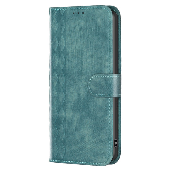 For Samsung Galaxy S25+ 5G Plaid Embossed Leather Phone Case(Green)
