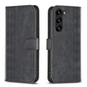 For Samsung Galaxy S25+ 5G Plaid Embossed Leather Phone Case(Black)