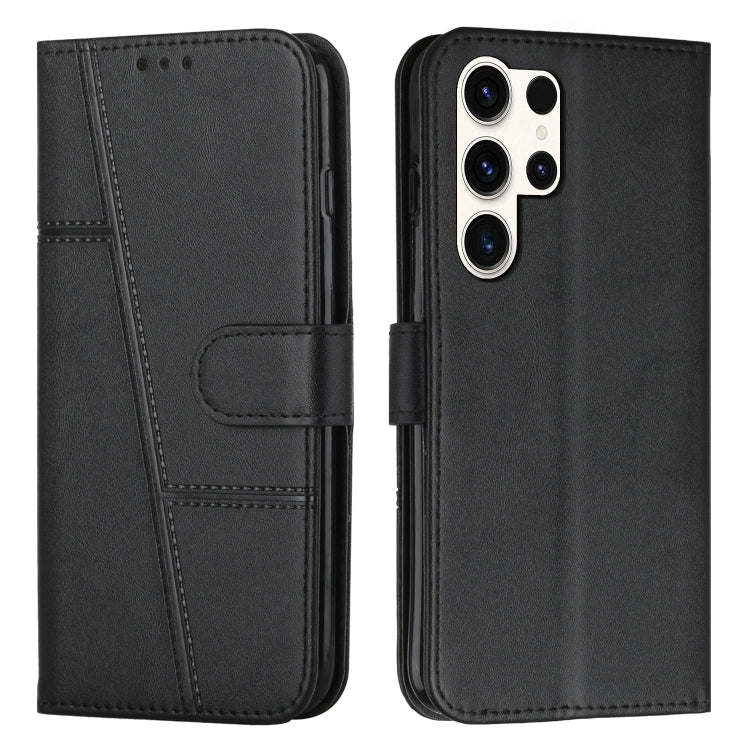 For Samsung Galaxy S25 Ultra 5G Stitching Calf Texture Buckle Leather Phone Case(Black)
