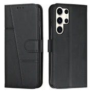 For Samsung Galaxy S25 Ultra 5G Stitching Calf Texture Buckle Leather Phone Case(Black)