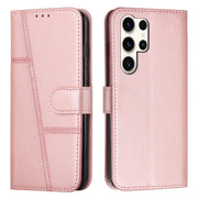 For Samsung Galaxy S25 Ultra 5G Stitching Calf Texture Buckle Leather Phone Case(Rose Gold)