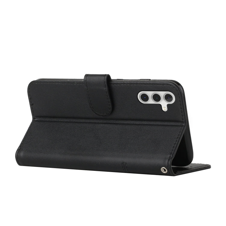 For Samsung Galaxy S25 / S24 5G Stitching Calf Texture Buckle Leather Phone Case(Black)