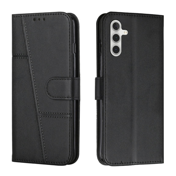 For Samsung Galaxy S25 / S24 5G Stitching Calf Texture Buckle Leather Phone Case(Black)