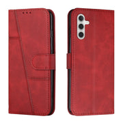 For Samsung Galaxy S25 / S24 5G Stitching Calf Texture Buckle Leather Phone Case(Red)