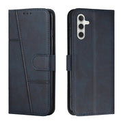 For Samsung Galaxy S25+ / S24+ 5G Stitching Calf Texture Buckle Leather Phone Case(Blue)