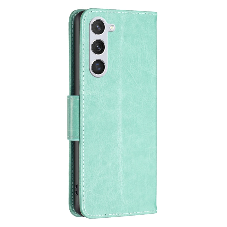 For Samsung Galaxy S25 5G Embossing Two Butterflies Pattern Leather Phone Case(Green)