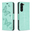 For Samsung Galaxy S25+ 5G Embossing Two Butterflies Pattern Leather Phone Case(Green) - free shipping - PMC Jewellery - Order now!