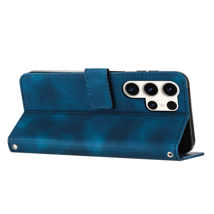 For Samsung Galaxy S25 Ultra 5G Dream Triangle Leather Phone Case with Lanyard(Blue)