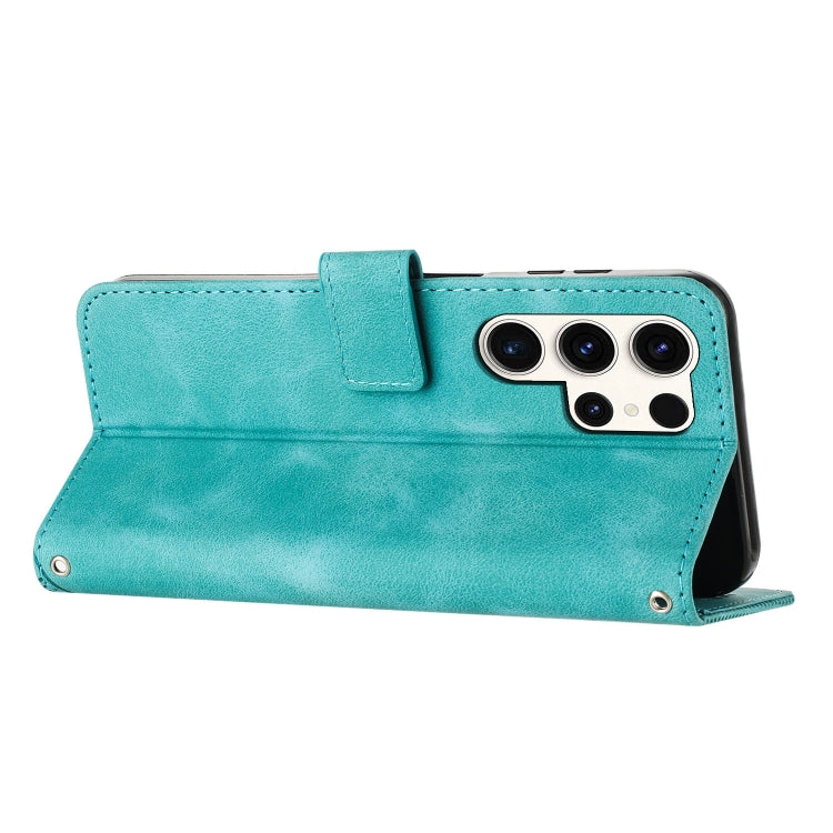 For Samsung Galaxy S25 Ultra 5G Dream Triangle Leather Phone Case with Long Lanyard(Green)