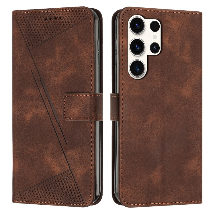 For Samsung Galaxy S25 Ultra 5G Dream Triangle Leather Phone Case with Long Lanyard(Brown)