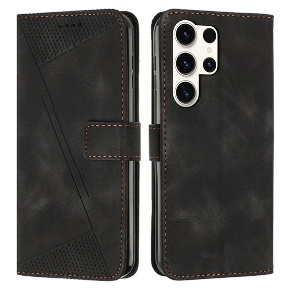For Samsung Galaxy S25 Ultra 5G Dream Triangle Leather Phone Case with Long Lanyard(Black)