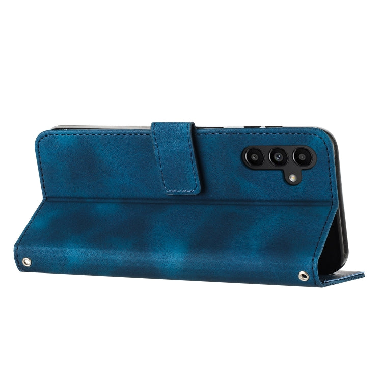 For Samsung Galaxy S25 / S24 5G Dream Triangle Leather Phone Case with Long Lanyard(Blue)